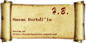 Havas Borbála névjegykártya